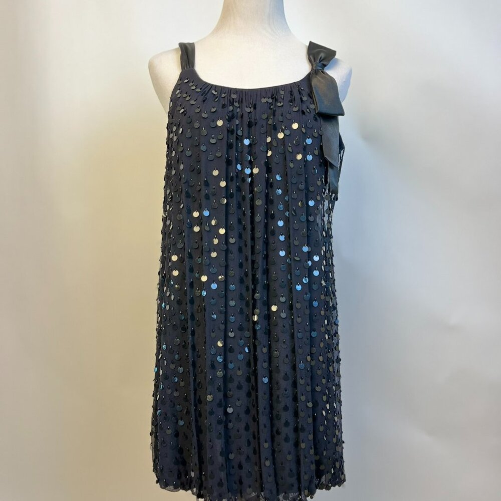 90s Vintage ABS Allen Schwartz Black Sequin Dress Size 6